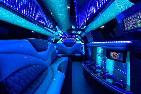 blue lights in limo